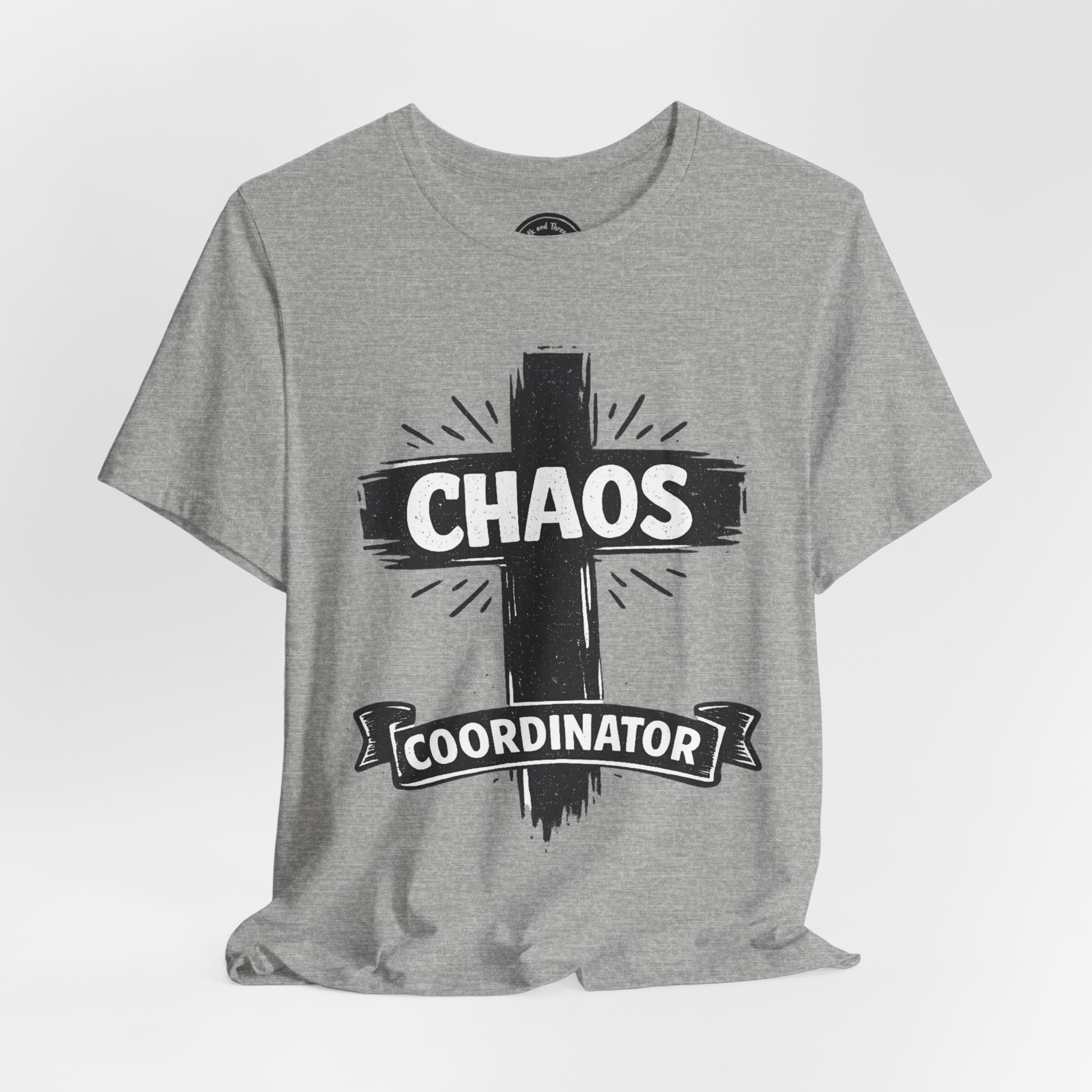 Chaos Coordinator T-Shirt — Funny Coordinator Tee with Cross Graphic