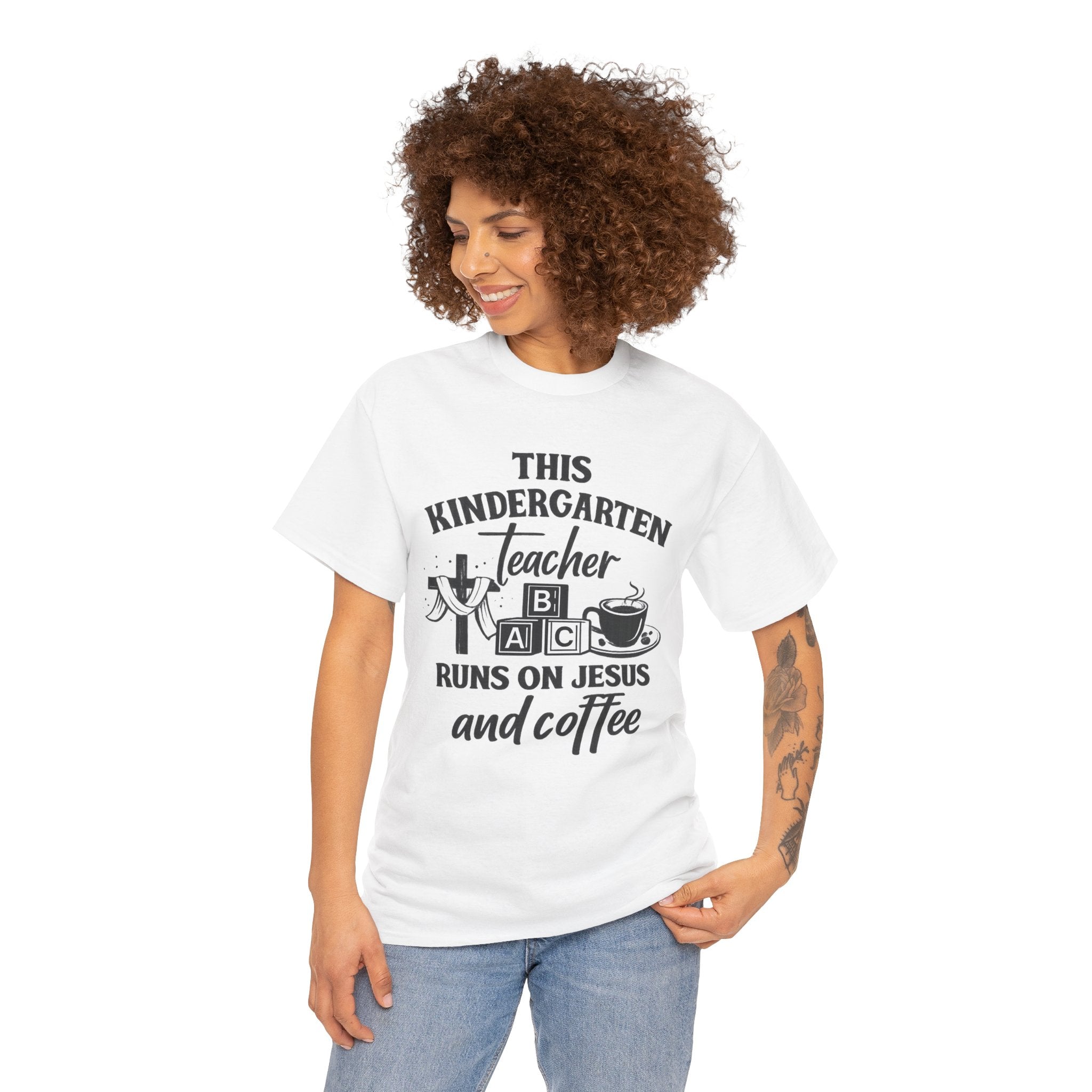 Kindergarten Teacher Runs on Jesus & Coffee T-Shirt