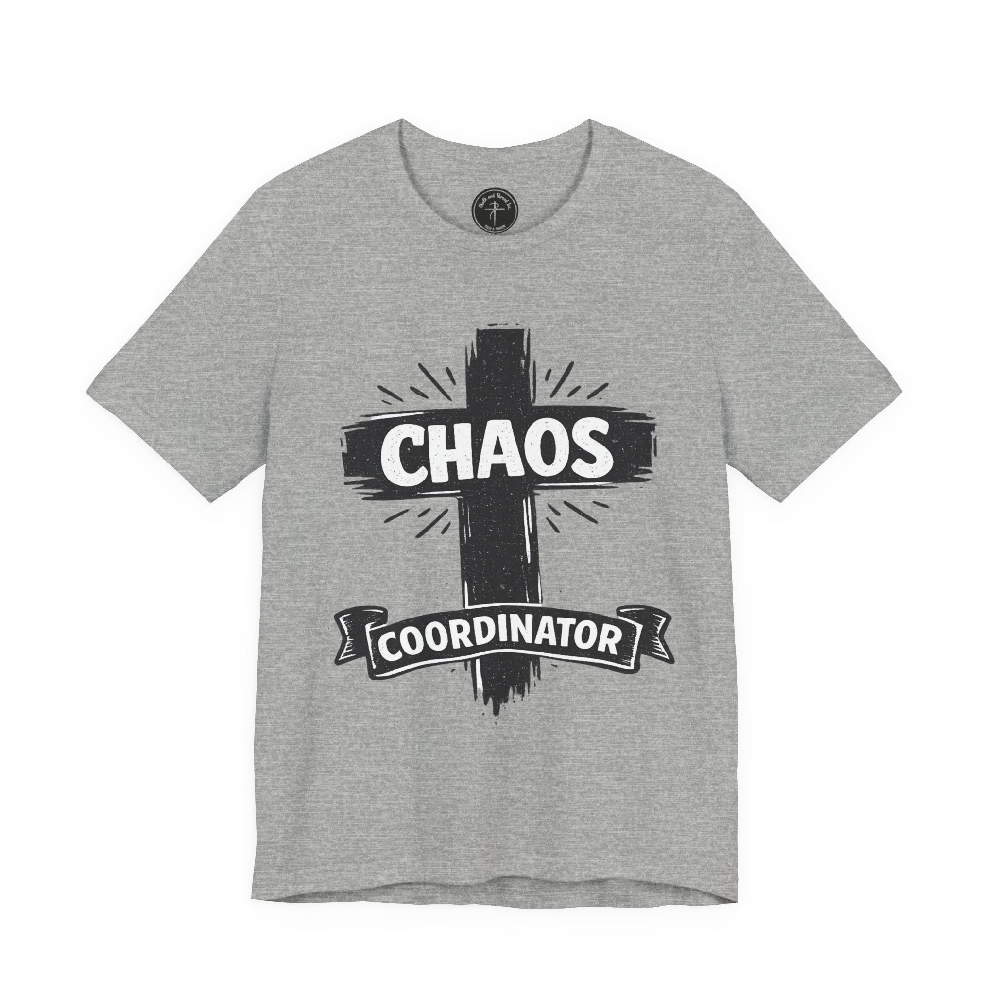 Chaos Coordinator T-Shirt — Funny Coordinator Tee with Cross Graphic